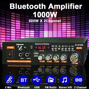 G919H 1000 W Bluetooth Автомобилен Усилвател С Мощността На 5.0-Hi-Fi Аудио Стерео Усилвател за Субуфер Музикален Плейър Amplificador за Кола у Дома