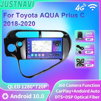 JUSTNAVI QLED Android 10 Стерео Радио За Toyota Prius AQUA C 2018-2020 Carplay Мултимедиен Плеър 4G Wifi GPS Carplay Auto 2 Din