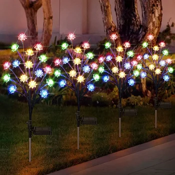 Лампа във формата на слънчева лотос, клон цветове на череша в градината, декоративен фенер за тревата Лампа във формата на слънчева лотос, клон цветове на череша в градината, декоративен фенер за тревата 1