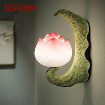 Модерен стенен лампа SOFEINA Lotus в китайски стил, хол, спалня, Чайна, коридор, арт декоративна лампа
