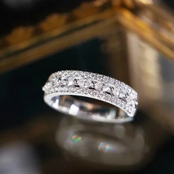 Новият дискретен и Модерен дизайн, Дамски Годежни пръстени, инкрустирани Кръгли камъни във формата на сенници, Модни Дамски аксесоари, Подарък за момиче на годишнина от сватбата