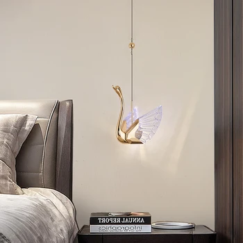 Окачен лампа в скандинавски стил с лебед, модерна и креативна led полилей, кабинет, спалня, хол, трапезария, бар, декоративни осветителни тела