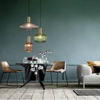 Полилей в скандинавски минималистичном стил, творчески стъклена лампа райе, лампа за спалня, дневна, ресторант, офис, хотел, бар, кафене, осветително тяло