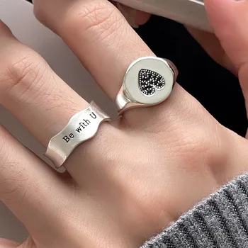 Пръстени BF CLUB от сребро 925 проба за жени, Модерно Геометрично пръстен за ръчна работа с неправилна форма на сърце, просто готин коледен подарък за парти