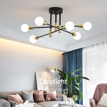 Реколта Полилей Creative E27 LED Decor Окачен лампа American Brushed Antique Gold Loft Home Parlor Decoration Блясък Lighting