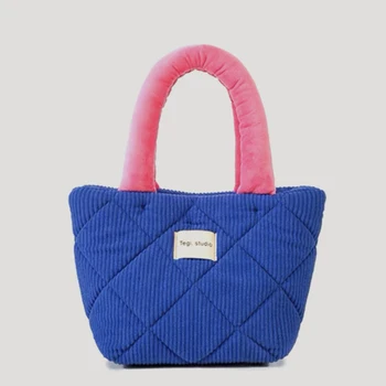 Чанти За жени, луксозна дизайнерска чанта-тоут и портфейла си, новост 2023 г., от малък вельвета, с контрастни фигура под формата на буквата на таблетка, Бонбони
