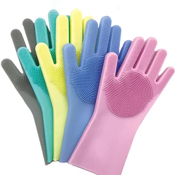 1 Чифт Многофункционални силиконови Термоустойчиви ръкавици за миене на съдове 34,5 *15,5 см, Инструменти за почистване на домакински, Кухненски принадлежности