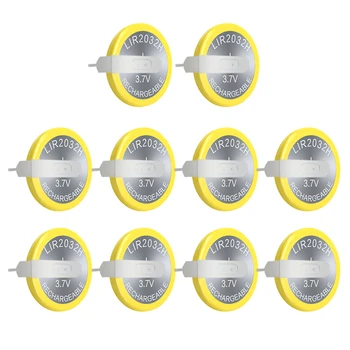 10 X Акумулаторни Батерии EEMB LIR2032H с Припой 70 mah 3,7 В Литиево-йонни Батерии с Кнопочными Елементи за монети