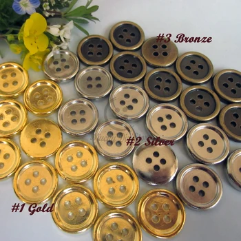 100шт Шевни принадлежности 12,5 mm 4 дупки с тънък ръб златни / сребърни / бронзови копчета за шиене на дрехи, декоративни копчета 