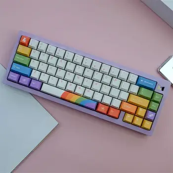 129 Клавиши PBT Rainbow Rainbow Keycap Термична Сублимация, Механична клавиатура, капачки за ключове, Компютърни аксесоари