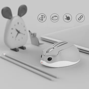 2,4 G Безжична симпатична мишка с анимационни хомячком USB Creative Mute Mause, ергономични мини-оптични детски подарък мишка за КОМПЮТЪР, лаптоп, подарък за момичета