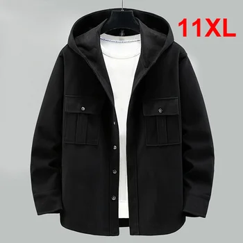 2023 Новата Пролетно-есенна сако, мъжко палто, вълнена, големи размери 10XL 11XL, Ветровка, Мъжки Черен Голям Деним