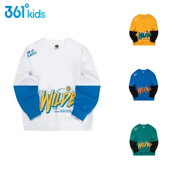 361 Градус на детски дрехи, пуловер за момчета, есен нова случайни топ за деца на средни и големи размери с кръгло деколте и дълги ръкави