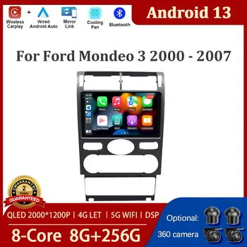 Android 13 Автомобилен Мултимедиен Радиоплеер GPS Навигационен Екран Auido Стерео WIFI Безжичен CarPlay За Ford Mondeo 3 2000-2007