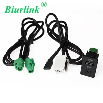 Biurlink САМ 2 в 1 USB AUX IN Switch + 12-Пинов Теглене на Кабели, Aux и през Цялата 4-Пинов USB кабел-Адаптер за Резервни Части за BMW