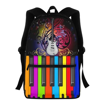 FORUDESIGNS Цветен дизайн, клавиши за пиано Ученически чанти Електрическа Пътни раници с графичен принтом Старшеклассник с множество джобове