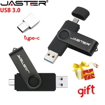 JASTER Black USB 3.0 Флаш-памет и 128 GB OTG 2 в 1 Memory Stick 32 GB TYPE-C Стик 32 GB Безплатен Потребителски логото USB-памет 16 GB 8 GB от 4 GB