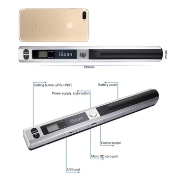 JEPOD JP-IS01 Преносим цифров USB-дръжка за документи на хартиен носител формат А4, Удобен джобен цифров OCR Преносим документ формат А4