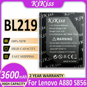 KiKiss Батерия BL219 3600 mah за Lenovo A880 S856 A889 A890e S810t A850 + A916 Bateria 