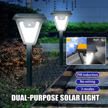 Led слънчев фенер Външни слънчеви стенни лампи 2 цвята Осветление под ъгъл от 360 ° Слънчев сензор за движение Градински фенери с USB зареждане