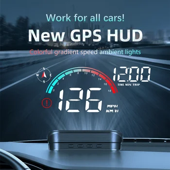 M22 Авто Централен Дисплей Скорост об/мин КМ/ч HUD GPS за измерване на Скоростта Проектор Екран на Таблото, с Аларма за Превишаване на Скоростта Одометром За Всички автомобили
