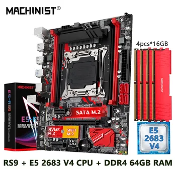 MACHINIST X99 Kit Комплект дънната платка LGA 2011-3 Xeon ПРОЦЕСОРА E5 2683 V4 Процесор ECC DDR4 4*16 GB оперативна памет, M-ATX NVME M. 2 usb3.0 RS 9