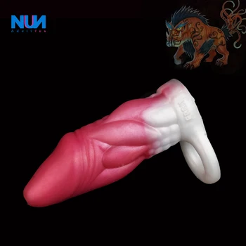 NUUN Кухи ръкав за пениса на животните с противооткатным пръстен За мъжки забавяне на еякулацията, Носене вибратор в черупката, средство за уголемяване на пениса, секс-играчка