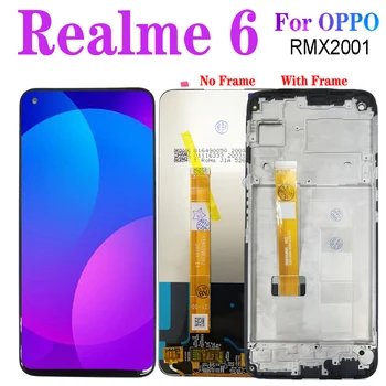 Realme 6 LCD Дисплей С Рамка За OPPO Realme 6 RMX2001 Дисплей е Сензорен цифров преобразувател В Събирането на Замяната на Екрана Realme6 6,5 