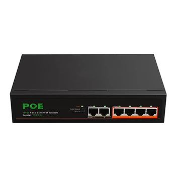 Switch POE с 6 порта, 4-Poe + 2 изгряващите канал на 100 Мб/с, Мрежа Fast Ethernet, Домашен Мрежов Хъб, Адаптер за Серия Power Connect
