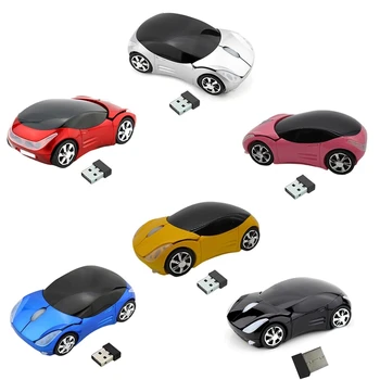 U75A 2,4-гигабайтная мини автомобилна мишка USB приемник Безжична оптична мишка във формата на кола с led подсветка
