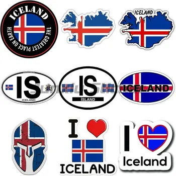 Vinyl Стикер с Националния Флаг на Исландия В Колата Лаптоп Багажа Пътна Етикет Карта Флаг Подарък Мотоциклет под Наем на Лаптоп Етикет на Графика