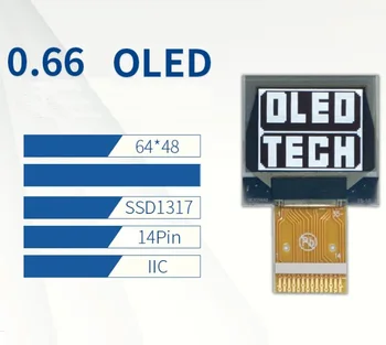 Бял 0,66 инчов OLED-дисплей с 14pin Модул ssd1317 64x48 0,66 
