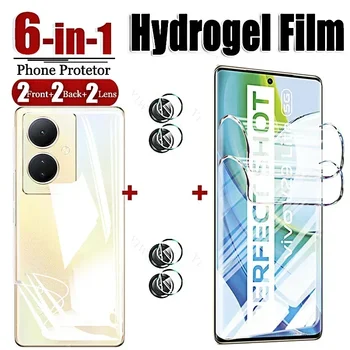 Гидрогелевая Филм с Пълно покритие 6в1 за Vivo V29 Lite V27 V25 V23 V21 V20 Pro Film Screen Protector Меко Стъкло на Обектива на Камерата V25E V27E