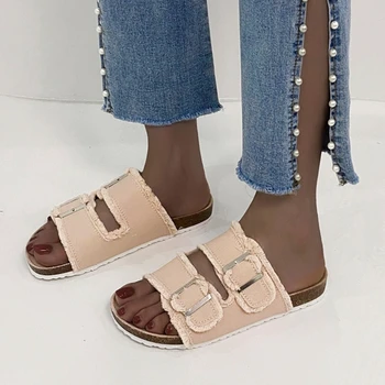 Дамски чехли на платформа, на Новост на лятото 2023, Корк сабо с отворени пръсти, дамски градинска ежедневни плажната обувки, нескользящие джапанки, обувки
