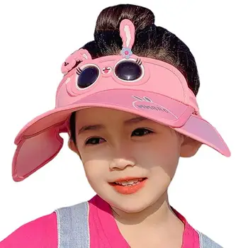 Детски очила за момичета Мультяшная детска солнцезащитная шапка с козирка, Очарователен и пере спортни шапки, регулируеми за голф, тенис корт, плаж