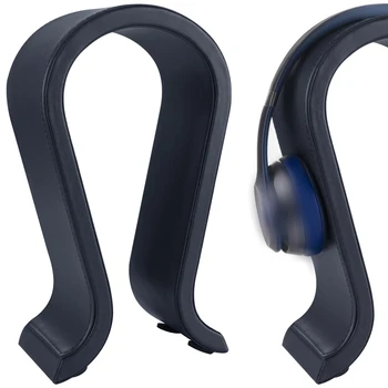 Дървен държач за слушалки Geekria от веганской на кожата, универсална поставка за слушалки Omega, закачалка за слушалки, Bluetooth, тенис на дисплей (син)