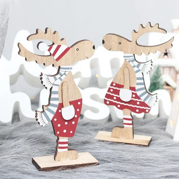 Дървена коледен декор Коледна украса с елени, мультяшные украса на коледната трапеза с лосями