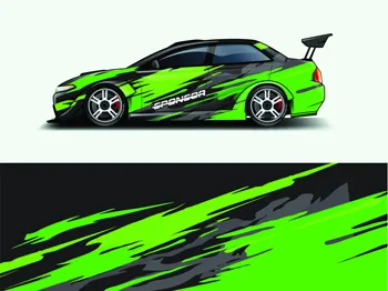 Зелен стикер с графити на автомобил, напълно увити стикер за автомобил, Декоративна стикер за автомобил, състезателна графична стикер, филмът винил, модерен дизайн, червено Ретро