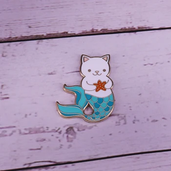 Иконата сладък kitties-русалки, брошка-мъркане, мультяшные игли magic кити, идеален подарък за кошатницы, която също обича морето
