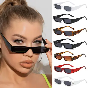 Квадратни очила с UV400 Тесни слънчеви очила в малка рамка Ретро слънчеви очила в малка правоъгълна рамка