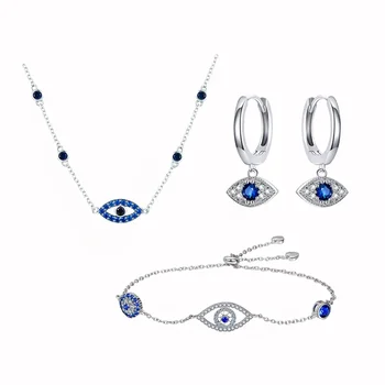 колекция стил 2023 година S925 сребро Дяволски Очи диамант платинен цвят колие гривна модерен набор от бижутериен