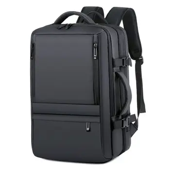 Мъжки бизнес Водоустойчив многофункционален раница с USB зареждане, 17-инчовата чанта за преносим компютър, която може да се разшири, раница за пътуване с голям капацитет, новост