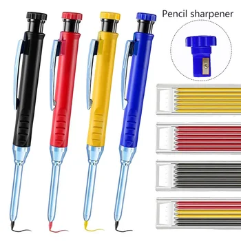 Набор от плотницких моливи, строително дърводелски инструмент за дълбока маркиране на устата с пълнител и вградена острилка ви, маркировочный молив