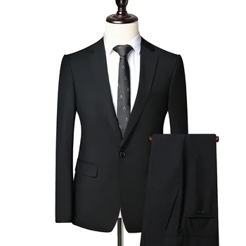 Нова S-7XL (Сако + панталон Мъжки Напреднали Просто Елегантен Бизнес Мъжки Сватбен костюм в британски стил от две части