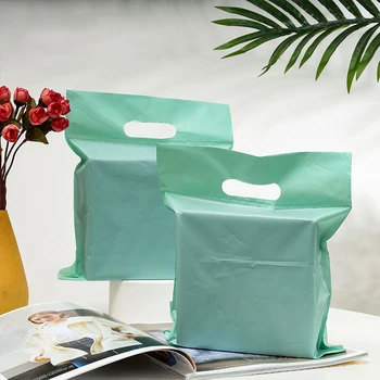плик за доставка на 22x22 см, зелени пластмасови куриерски чанти, ръчна чанта за доставка, опаковъчни материали, пощенски пакети с дръжка 10шт.
