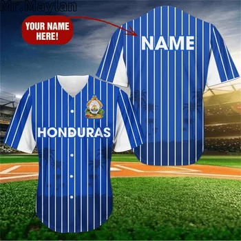 Потребителско име СинеБелая бейзболна фланелка на Хондурас Удари Тениска от джърси с 3D принтом Лятна риза Мъжки блузи Тениска Негабаритная градинска облекло