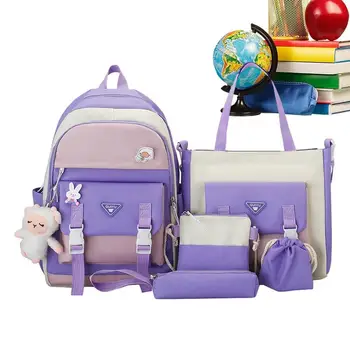 Раница Kawaii за ученици, комплект раници за момичета, чанта за книги за средните училища, чанта за моливи, чанта-тоут, раница Kawaii с хубав модел