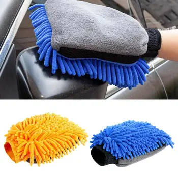Рукавица за почистване на автомобили Меки ръкавици за миене на коли от микрофибър 3 В 1 Рукавица с синелью и двустранно коралов кадифе за почистване на автомобили