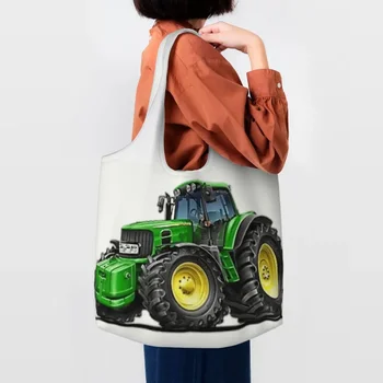 Симпатична чанта за пазаруване на трактора за еднократна употреба, холщовая пазарска чанта на рамото, чанта