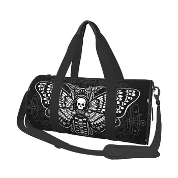 Спортни чанти Black Skull Молец, готическата спортна чанта Yekiua за пътуване, големи красиви чанти, мъжки дизайнерски преносима чанта за фитнес